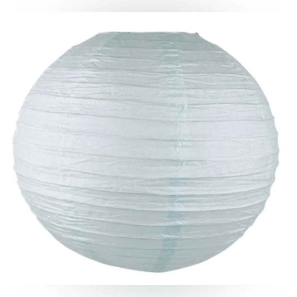 NEW Paper Lanterns Set of 2, Round 16” PaIe Ice Blue, Use With Battery Tealights